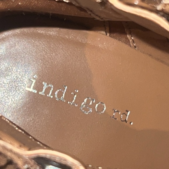 Índigo brown suede ankle boots chunky heel fringe & buckle side zip up size 7 - Picture 8 of 12